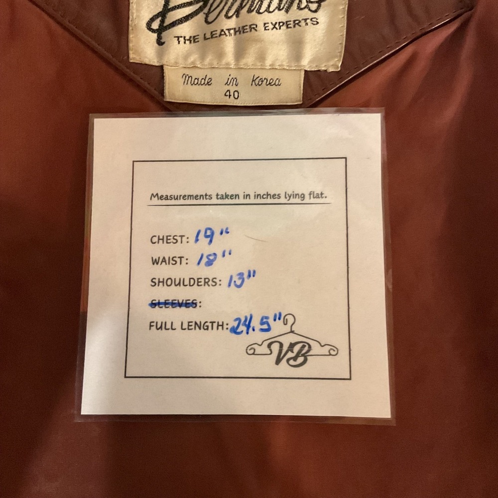 VTG Berman's Men's Leather Button Front Cowboy Western Rodeo Ranch Vest Brown 40 - Picture 8 of 12